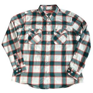 Dixxon Women’s Undefeated Miami Dolphins Flannel Button Up Shirt Sz XL Plaid GUC